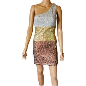 As U Wish Sequined Colorblock Dress MEDIUM